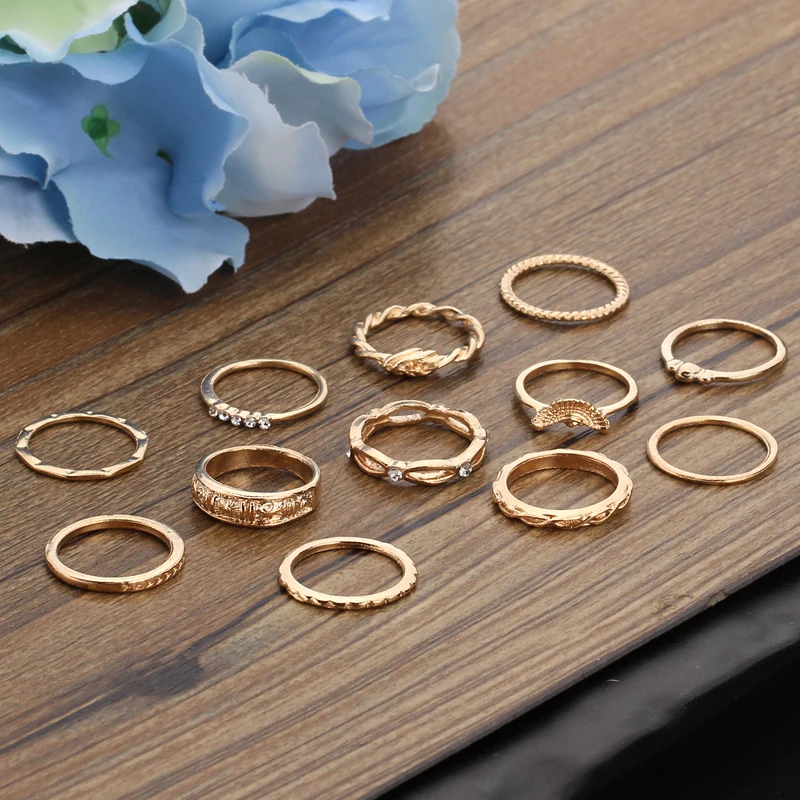 MINHIN 12pcs/set Gold Color Midi Finger Ring Set for Women Boho Knuckle Rings Charm Wedding Ring Punk Jewelry
MINHIN 12pcs/set Gold Color Midi Finger Ring Set for Women Boho Knuckle Rings Charm Wedding Ring Punk Jewelry