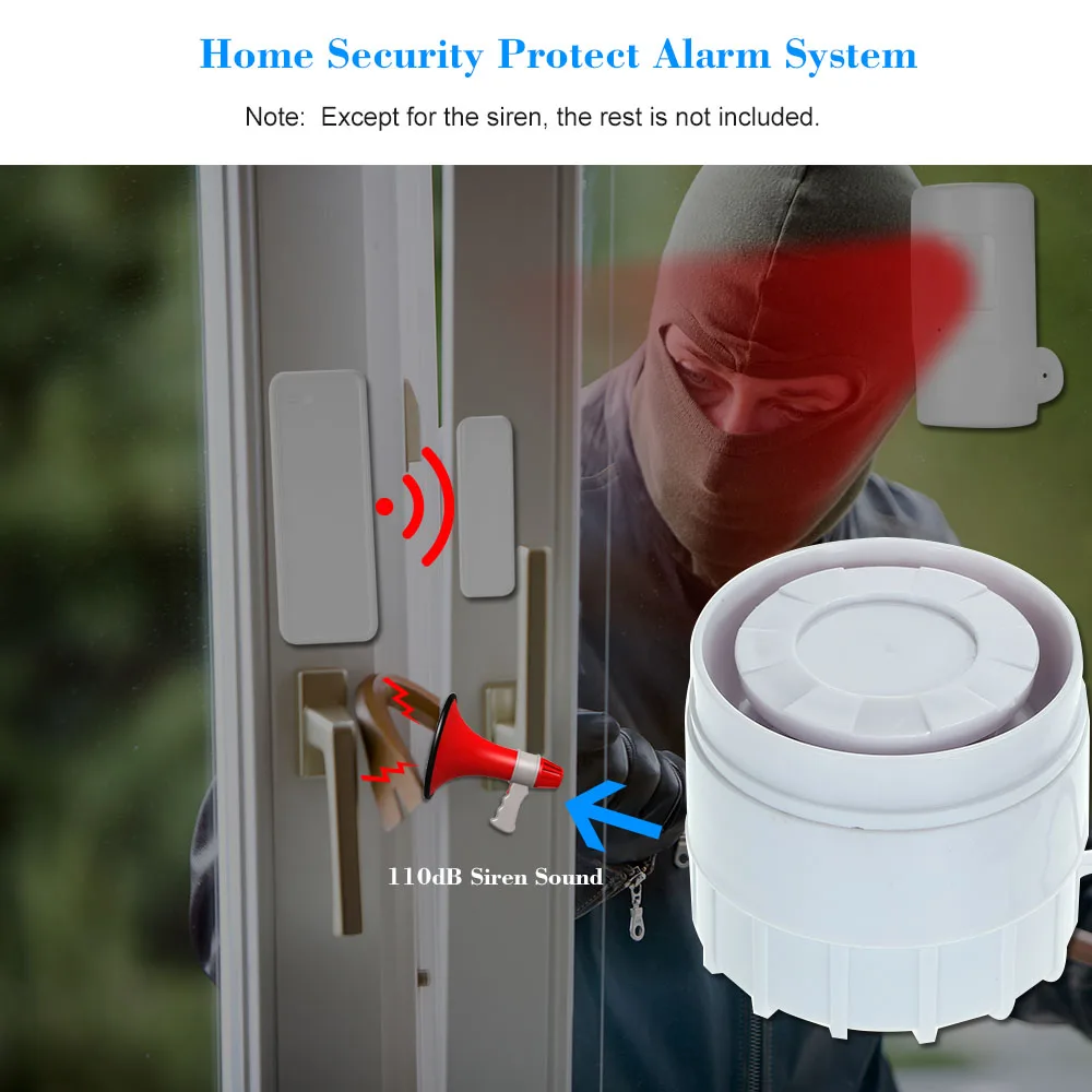 External Mini Wired Siren White 110 dB Prompt Alert Alarm for Home Wireless Security Alarm System 433MHz
External Mini Wired Siren White 110 dB Prompt Alert Alarm for Home Wireless Security Alarm System 433MHz