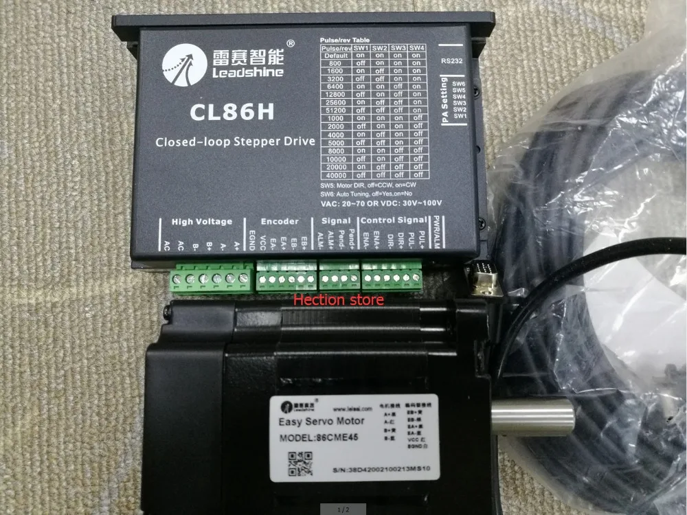 New Leadshine Easy Servo Drive CL86H and NEMA 34 servo motor 86CME45 a set output 4NM with 1000 encoder CNC closed loop system
New Leadshine Easy Servo Drive CL86H and NEMA 34 servo motor 86CME45 a set output 4NM with 1000 encoder CNC closed loop system