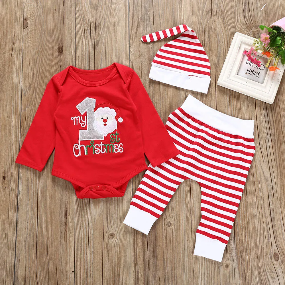 Newborn baby Girl boy clothes Infant Baby Boys Girls Christmas XMAS Santa Romper Striped Pants Hat Outfits Set roupa infantil
Newborn baby Girl boy clothes Infant Baby Boys Girls Christmas XMAS Santa Romper Striped Pants Hat Outfits Set roupa infantil