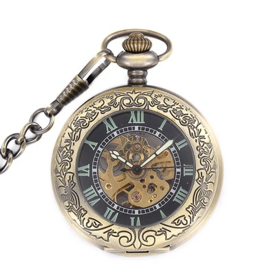 Steampunk Retro Copper High Quality Men Hand Winding Mechanical Pocket Watch Roman Numerals Skeleton Watch FOB Chain Necklace
Steampunk Retro Copper High Quality Men Hand Winding Mechanical Pocket Watch Roman Numerals Skeleton Watch FOB Chain Necklace