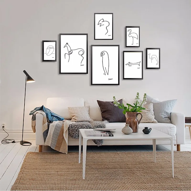 Picasso Simple lines of animal Nordic home creative modern painting Black White Abstract decorative painting paintings
Picasso Simple lines of animal Nordic home creative modern painting Black White Abstract decorative painting paintings