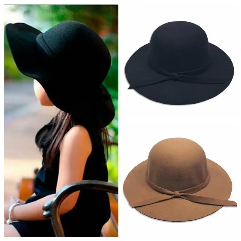 Girl Autumn Spring Fedora Hat Vintage Wool Felt Wide Brim Hats Kids Bowknot Floppy Sun Beach Cap
Girl Autumn Spring Fedora Hat Vintage Wool Felt Wide Brim Hats Kids Bowknot Floppy Sun Beach Cap