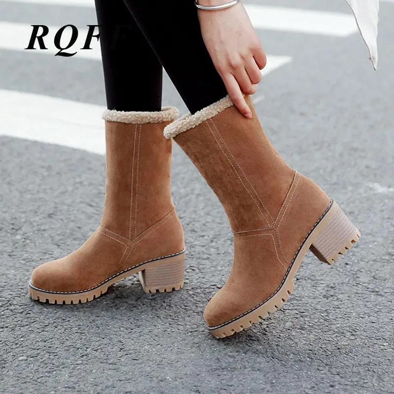 RQFF Plus Size Handmade Boots Women Flock Mid-calf Slip-on Basic Square Heel Winter Solid Two Way Wear Womens Shoes black Brown
RQFF Plus Size Handmade Boots Women Flock Mid-calf Slip-on Basic Square Heel Winter Solid Two Way Wear Womens Shoes black Brown
