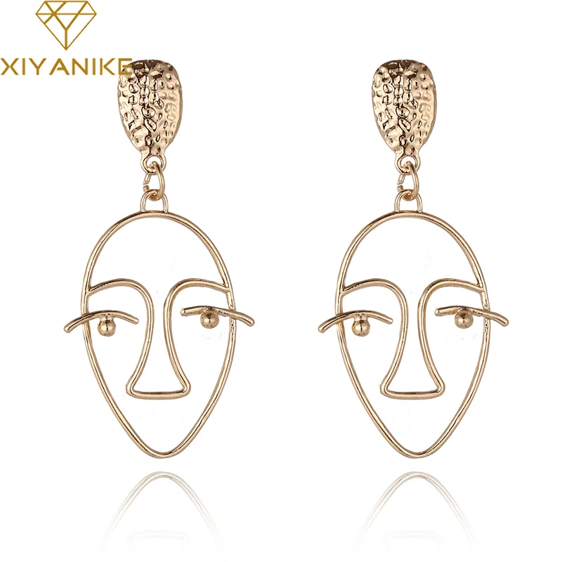 XIYANIKE Exaggerated Personality Hollow Out Gold Alloy Face Earrings Fashion Facial Contour Silhouette Earrings Wholesale E1351
XIYANIKE Exaggerated Personality Hollow Out Gold Alloy Face Earrings Fashion Facial Contour Silhouette Earrings Wholesale E1351