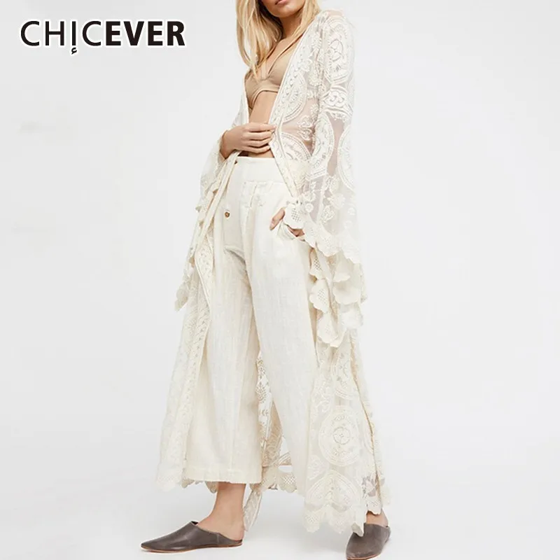 CHICEVER Summer Beach Lace Embroidery White Women's Blouse V Neck Open Stitch Bandage Sashes Sheath Ankle-Length Women Shirt New
CHICEVER Summer Beach Lace Embroidery White Women's Blouse V Neck Open Stitch Bandage Sashes Sheath Ankle-Length Women Shirt New