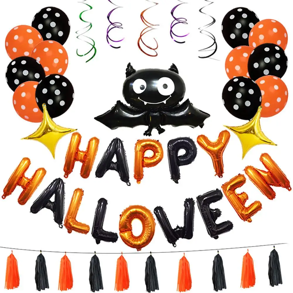 45 PCS Halloween Balloon Bat Shaped Balloon Spiral Ribbon Halloween Latex Balloon For Festival Celebration Party Decoration
45 PCS Halloween Balloon Bat Shaped Balloon Spiral Ribbon Halloween Latex Balloon For Festival Celebration Party Decoration