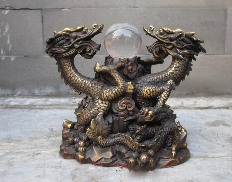 FREE Shipping Chinese FengShui Bronze Carved Two Dragon Play Bead Palace auspicious Statue
FREE Shipping Chinese FengShui Bronze Carved Two Dragon Play Bead Palace auspicious Statue
