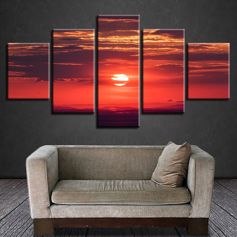 HD Printing Framework Modular Canvas Pictures 5 Pieces Red Sky Sun Landscape Painting Poster Decor For Living Room Home Wall Art
HD Printing Framework Modular Canvas Pictures 5 Pieces Red Sky Sun Landscape Painting Poster Decor For Living Room Home Wall Art
