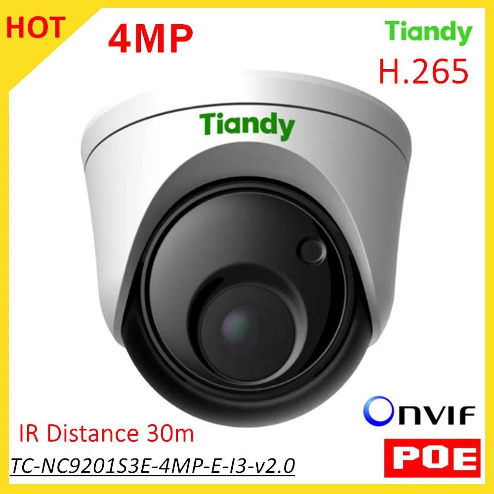 

New Tiandy English Version POE IP Camera TC-NC9201S3E-4MP-E-I3-v2.0 1/3 CMOS H.265 4MP IR Distance 30m for Outdoor IP66