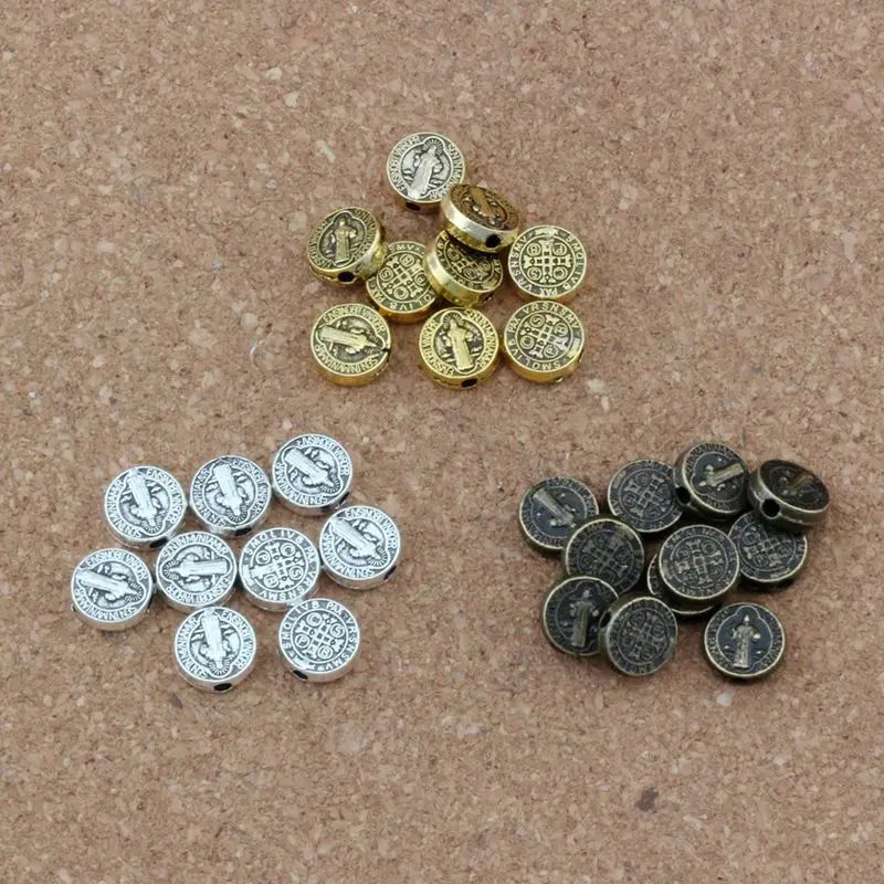150pcs/lot Saint Benedict Medal Cross Crucifix Round Spacers Beads DIY 9x9mm 3color select D50
150pcs/lot Saint Benedict Medal Cross Crucifix Round Spacers Beads DIY 9x9mm 3color select D50