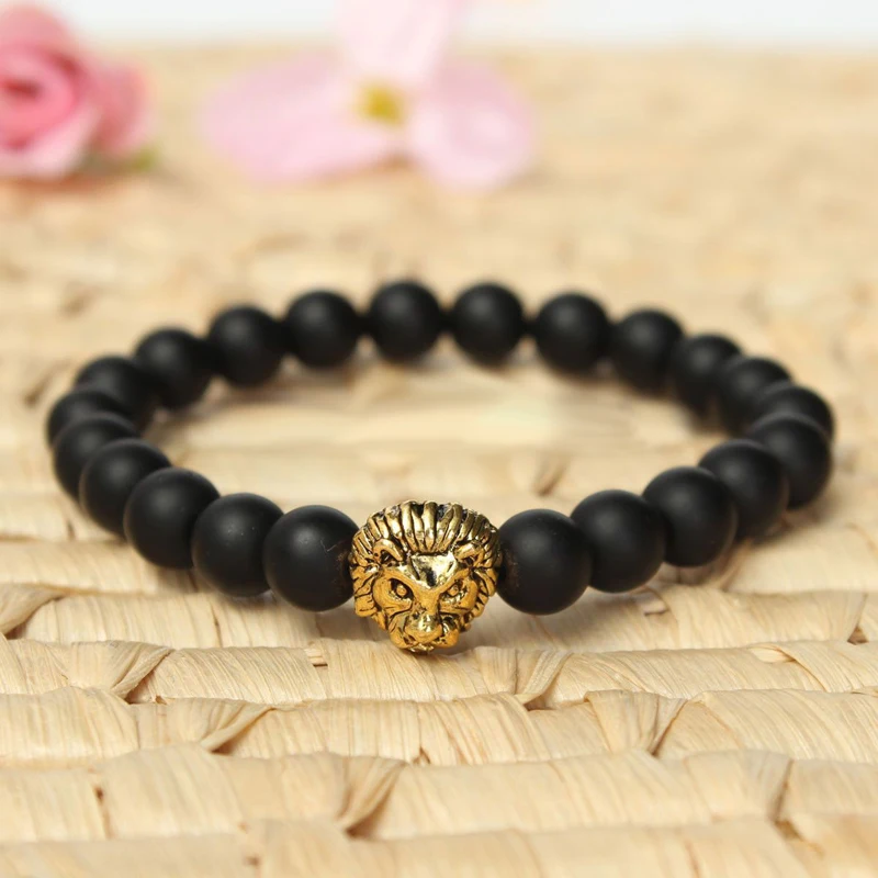 Wholesale Antique Gold Color Buddha Leo Lion Head Bracelet Black Lava Stone Beaded Bracelets For Men Women Pulseras Hombre
Wholesale Antique Gold Color Buddha Leo Lion Head Bracelet Black Lava Stone Beaded Bracelets For Men Women Pulseras Hombre