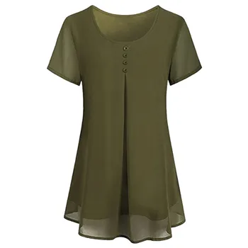 New 2018 Summer Women Blouse Chiffon Shirt Solid Button Short Sleeve O Neck Layered Flowy Blouse Top Blusa feminina Plus Size W3
New 2018 Summer Women Blouse Chiffon Shirt Solid Button Short Sleeve O Neck Layered Flowy Blouse Top Blusa feminina Plus Size W3