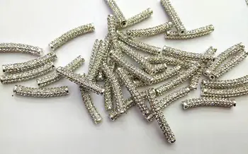 20pcs White Silver Micro Pave Crystal Rhinestone Sideway Tube Bracelet Connector 6x30mm - Curve Pave Bar Black Jet Jewelry Space
20pcs White Silver Micro Pave Crystal Rhinestone Sideway Tube Bracelet Connector 6x30mm - Curve Pave Bar Black Jet Jewelry Space