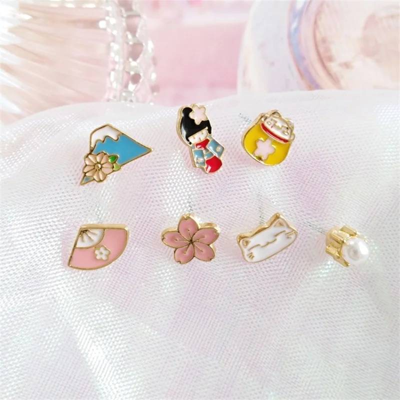3*Japanese Harajuku Cartoon Anime Earring Set Fuji Mountain Kimono Fan Stud Earrings Wild Cherry Blossom Enamel Women's Earrings
3*Japanese Harajuku Cartoon Anime Earring Set Fuji Mountain Kimono Fan Stud Earrings Wild Cherry Blossom Enamel Women's Earrings