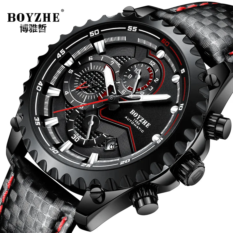 BOYZHE Watch Men Luxury Waterproof Calendar Fashion Business Watch Men Casual Leather Mechanical Watches Self Wind Clock montre
BOYZHE Watch Men Luxury Waterproof Calendar Fashion Business Watch Men Casual Leather Mechanical Watches Self Wind Clock montre