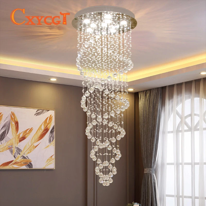 Modern Minimalist LED Staircase Crystal Long Chandelier Double-decker Villa Rotating Living Room Large Hanging Line Lamp
Modern Minimalist LED Staircase Crystal Long Chandelier Double-decker Villa Rotating Living Room Large Hanging Line Lamp