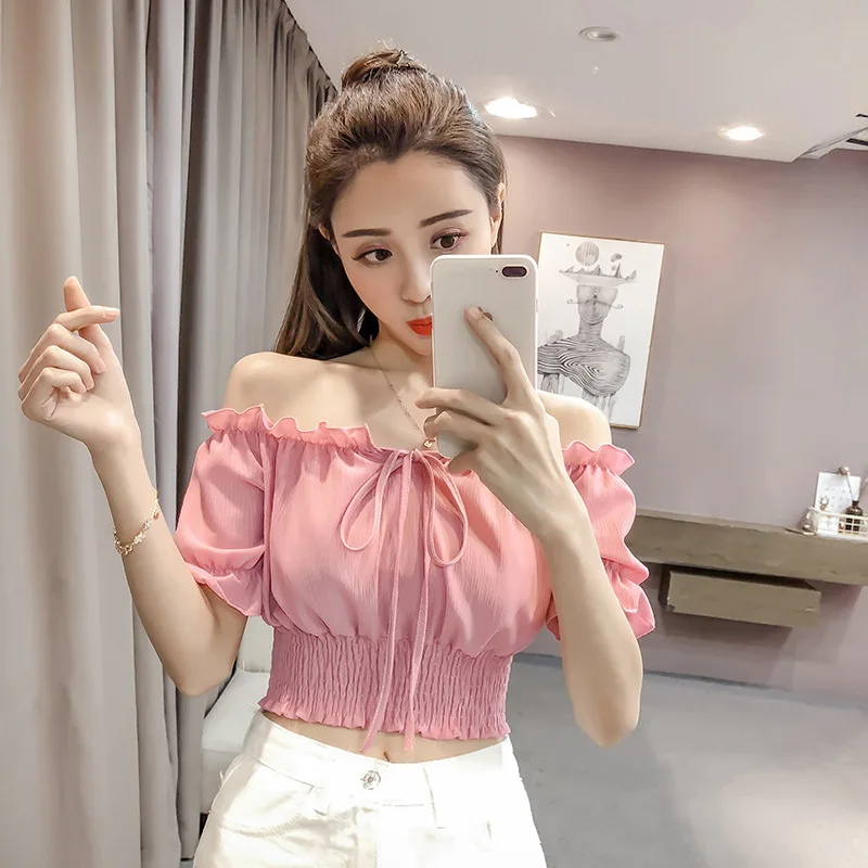 One Word Collar Lace Short Sleeved Chiffon Shirt Female 2019 Summer New Fashion Sexy Tops Your Waist Shorts Chiffon Shirt
One Word Collar Lace Short Sleeved Chiffon Shirt Female 2019 Summer New Fashion Sexy Tops Your Waist Shorts Chiffon Shirt