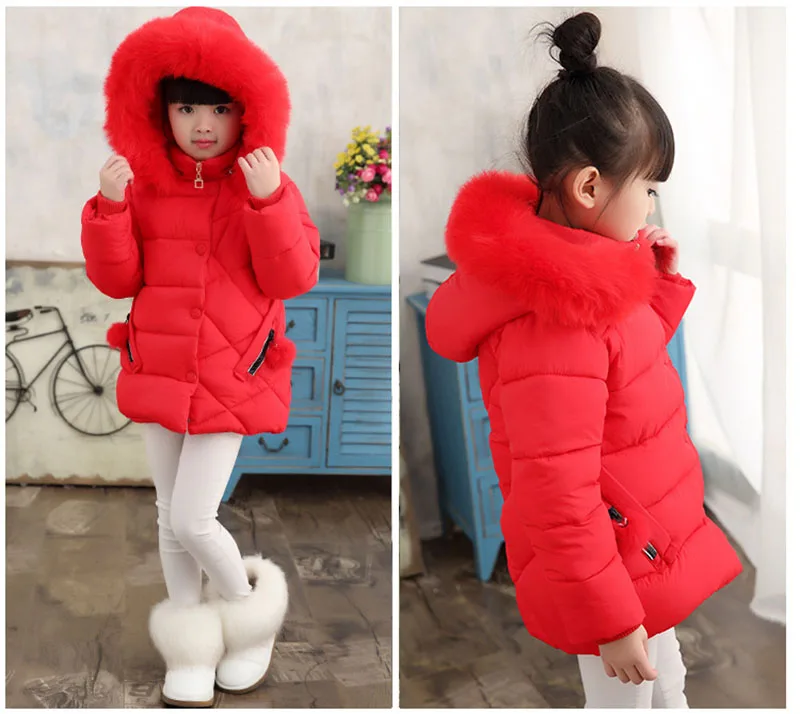 winter down jacket for girls thick cotton warm fur collar jacket children outwears for girls clothes kids coat (6)