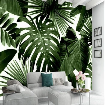 

beibehang behang Retro Tropical Rainforest Palm Banana Leaf Wallpaper Decoration Living Room TV Backdrop papel de parede 3d