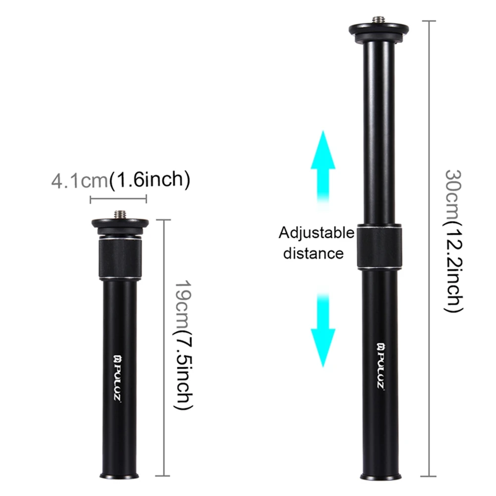 PULUZ Tripod Extension Tube Aluminum Alloy Monopod Center Column Extension Pole Rod Bar 2 Sections Standard 3/8" Screw Mount
PULUZ Tripod Extension Tube Aluminum Alloy Monopod Center Column Extension Pole Rod Bar 2 Sections Standard 3/8" Screw Mount