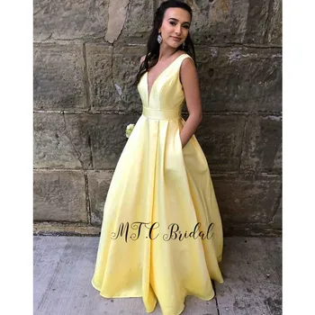 Wonderful Yellow Satin Long Formal Evening Dress With Pockets A Line V Neck Floor Length 2019 Hot Selling Women Party Dresses
Wonderful Yellow Satin Long Formal Evening Dress With Pockets A Line V Neck Floor Length 2019 Hot Selling Women Party Dresses