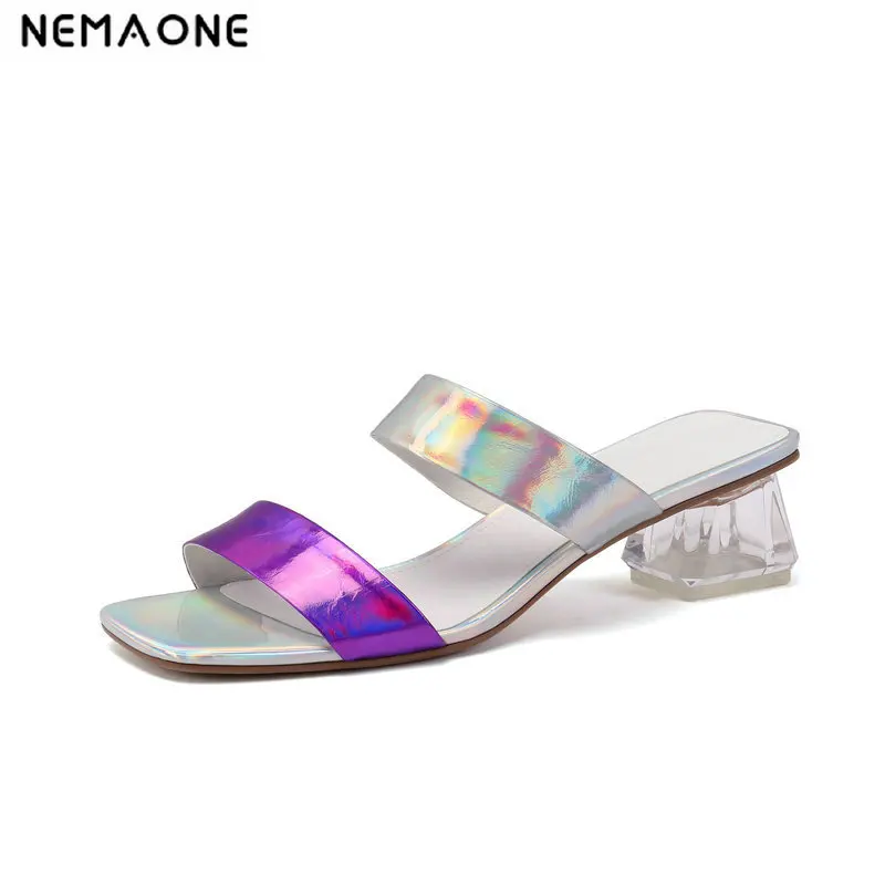 NEMAONE Women High Heels slippers Sexy Genuine Leather mixed colors Summer Shoes Woman Fashion Females Slippers
NEMAONE Women High Heels slippers Sexy Genuine Leather mixed colors Summer Shoes Woman Fashion Females Slippers
