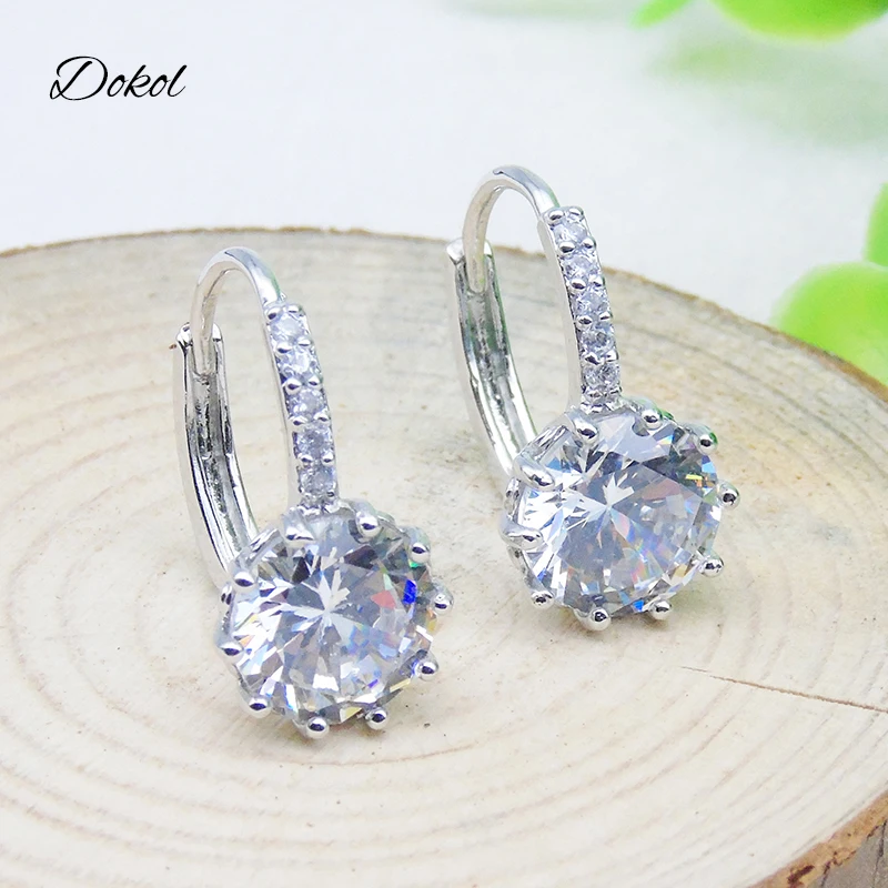 DOKOL Classic Round Cut Clear Zircon Hoop Earrings Silver Color Wedding Earring for Women Fashion Female Jewelry DKE0023
DOKOL Classic Round Cut Clear Zircon Hoop Earrings Silver Color Wedding Earring for Women Fashion Female Jewelry DKE0023