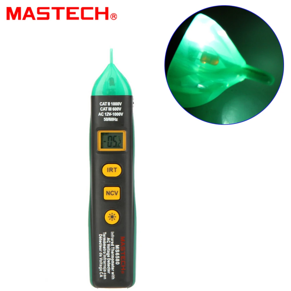 2 in 1 MASTECH MS6580 Pen Type Digital Infrared IR Laser Thermometer temperature meter & 12v-1000V Non-contact Voltage Detector
2 in 1 MASTECH MS6580 Pen Type Digital Infrared IR Laser Thermometer temperature meter & 12v-1000V Non-contact Voltage Detector