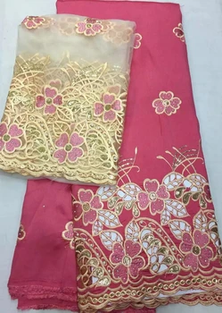 high quality 5yards African george lace fabric with 2 yards net lace embroidery blouse with sequins for wedding party dress
high quality 5yards African george lace fabric with 2 yards net lace embroidery blouse with sequins for wedding party dress