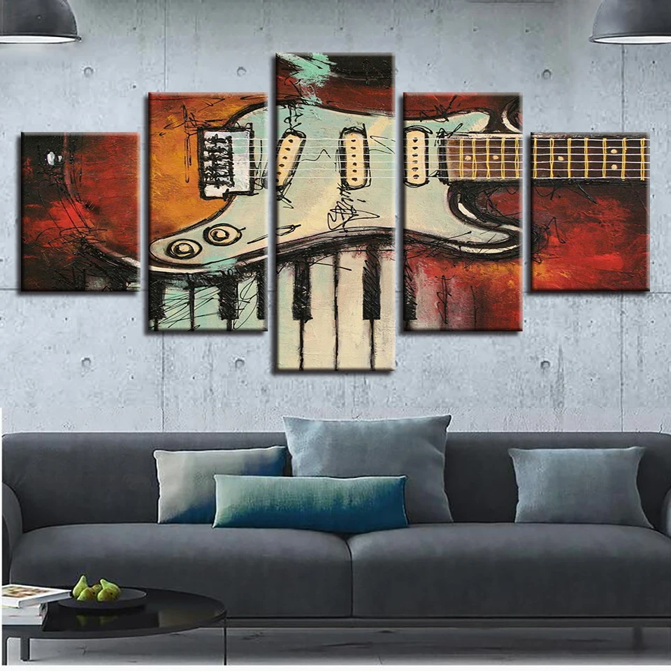 Modular Decor Room Wall Paintings 5 Pieces Musical Instruments Guitar And Piano Keys Pictures Canvas HD Prints Art Posters Frame
Modular Decor Room Wall Paintings 5 Pieces Musical Instruments Guitar And Piano Keys Pictures Canvas HD Prints Art Posters Frame