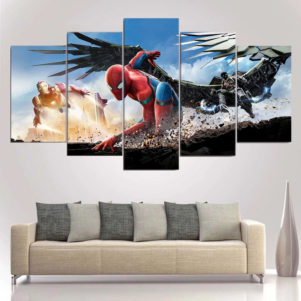 Living Room HD Prints 5 Pieces Canvas Wall Art Movie Posters Spider Man Homecoming Modular Paintings Pictures Home Decor Frames
Living Room HD Prints 5 Pieces Canvas Wall Art Movie Posters Spider Man Homecoming Modular Paintings Pictures Home Decor Frames