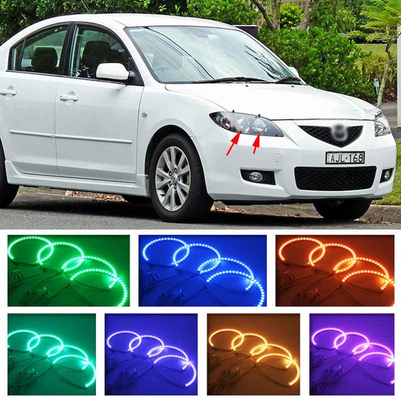 Светодиодная фара halo angel eyes kit для mazda 3 RGB Стайлинг автомобиля аксессуары 2003 2004 2005