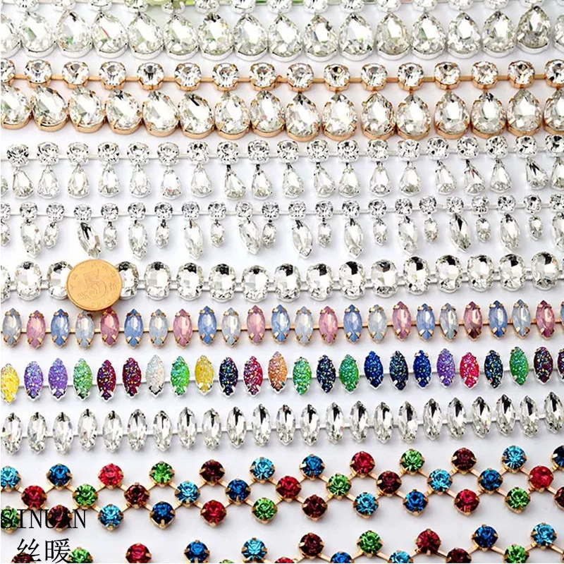 SINUAN Rhinestone Chain Sew-On Strass Cristal Tape Decorative Glass Stones 9style Multi-Colored Rhinestone For Clothes Crafts
SINUAN Rhinestone Chain Sew-On Strass Cristal Tape Decorative Glass Stones 9style Multi-Colored Rhinestone For Clothes Crafts