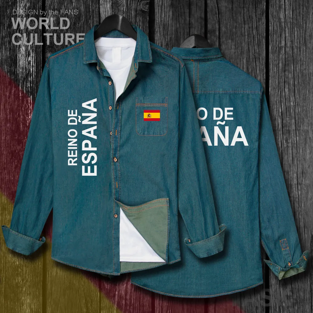 Kingdom of Spain Espana ESP Spanish Spaniard Men clothes Autumn Cotton Turn-down Collar Jeans Shirt Long Sleeve Cowboy Coat Tops
Kingdom of Spain Espana ESP Spanish Spaniard Men clothes Autumn Cotton Turn-down Collar Jeans Shirt Long Sleeve Cowboy Coat Tops
