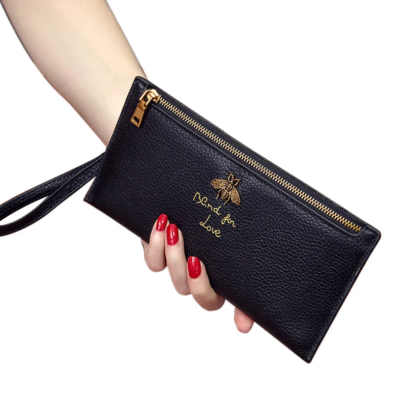 Natural Skin Genuine Leather Lady Wallet Female Long Zipper Slim Purse Bees Letter Print Soft Luckly Simple Tide Wallets New
Natural Skin Genuine Leather Lady Wallet Female Long Zipper Slim Purse Bees Letter Print Soft Luckly Simple Tide Wallets New
