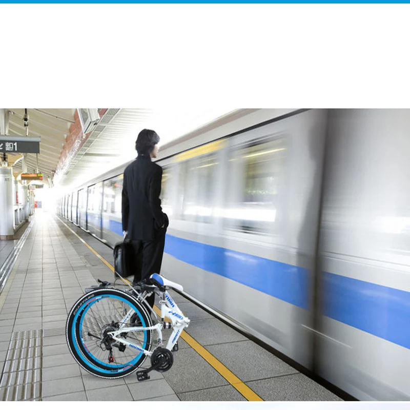 Folding Mountain Bicycle 21/24/27 Speeds 26/24 Inch Front and Rear Mechanical Disc Brakes Double for Adult Students