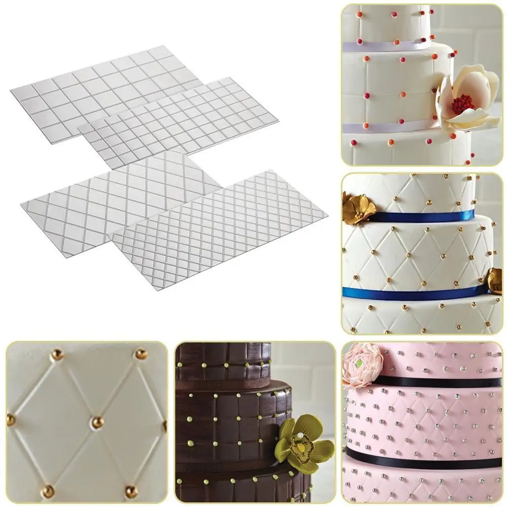 New 4Pcs Grid Transparent Stencil Mat Fondant Cake Border Decorating Tool Mold Set
New 4Pcs Grid Transparent Stencil Mat Fondant Cake Border Decorating Tool Mold Set