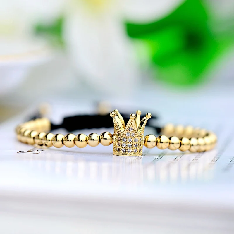 OIQUEI Charms Paved White Cubic Zircona Crown Bracelets Men Gold/Sliver/Black/Rose Gold Copper Beads Braided Macramce Bracelet
OIQUEI Charms Paved White Cubic Zircona Crown Bracelets Men Gold/Sliver/Black/Rose Gold Copper Beads Braided Macramce Bracelet