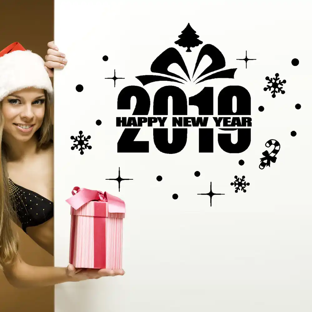 new year merry christmas snowflake wall sticker home shop