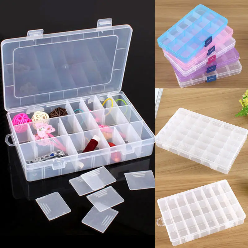 24 36 Slots Adjustable Transparent Jewelry Storage Box Ring Earring Drug Pill Beads Portable Plastic Organizer Case Travel Bins
24 36 Slots Adjustable Transparent Jewelry Storage Box Ring Earring Drug Pill Beads Portable Plastic Organizer Case Travel Bins