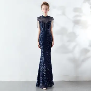 Sexy Sequin Evening Dress 2019 High-Neck Beading Mermaid Long Evening Dresses Party Vestido De Festa High Split Tulle Prom Gowns
Sexy Sequin Evening Dress 2019 High-Neck Beading Mermaid Long Evening Dresses Party Vestido De Festa High Split Tulle Prom Gowns