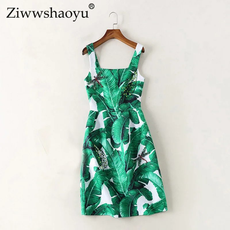 Ziwwshaoyu Summer Designer Dress Women's High Quality Green Leave Printed Insect Diamond Beading Embossed Strap Dress 2XL
Ziwwshaoyu Summer Designer Dress Women's High Quality Green Leave Printed Insect Diamond Beading Embossed Strap Dress 2XL
