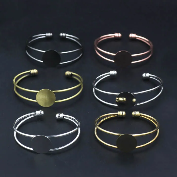Blank Cuff Bangle Settings with 18mm 20mm Flat Circle Glue Pad Cabochons Base Open Bracelet Bangle Findings Multi-color Plated 
Blank Cuff Bangle Settings with 18mm 20mm Flat Circle Glue Pad Cabochons Base Open Bracelet Bangle Findings Multi-color Plated