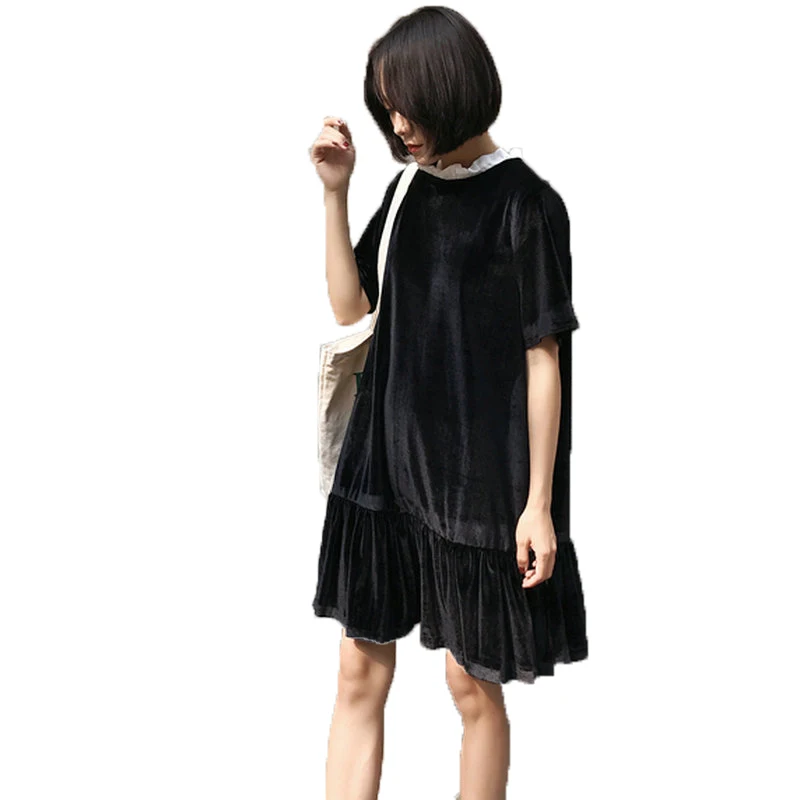 Spring Woman Pleuche Dress Black Chic Velvet Robe Femme Short Sleeve Oversized Dresses Women Loose Fitting Velour Dress 4XL 3XL
Spring Woman Pleuche Dress Black Chic Velvet Robe Femme Short Sleeve Oversized Dresses Women Loose Fitting Velour Dress 4XL 3XL
