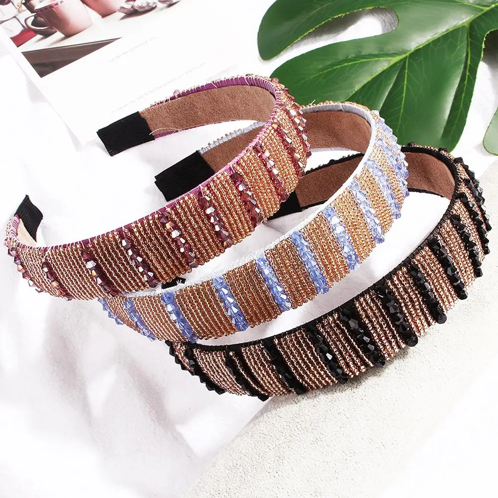 New Women Head Bands Shiny Rhinestone Beads Striped Hair Hoop Headband Fashion Women Wide Headwear Hair Jewelry
New Women Head Bands Shiny Rhinestone Beads Striped Hair Hoop Headband Fashion Women Wide Headwear Hair Jewelry
