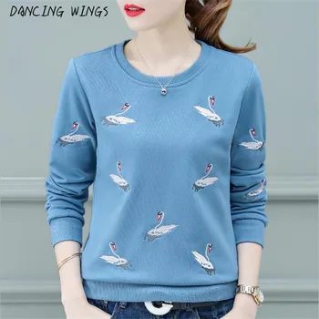 Long Sleeve Sweatshirts Autumn Women Vintage Swan embroidery Casual Sweatershirt Funny Pullover
Long Sleeve Sweatshirts Autumn Women Vintage Swan embroidery Casual Sweatershirt Funny Pullover