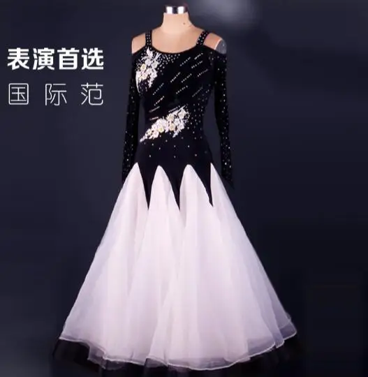 Женское платье для бальных танцев черно-белое стандартное | Тематическая одежда
