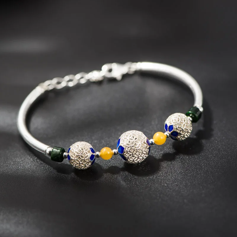 Handmade Silver Bracelet Female Silver Jewelry Wholesale 925 Sterling Silver Inlaid Cloisonne Beads Bracelet
Handmade Silver Bracelet Female Silver Jewelry Wholesale 925 Sterling Silver Inlaid Cloisonne Beads Bracelet