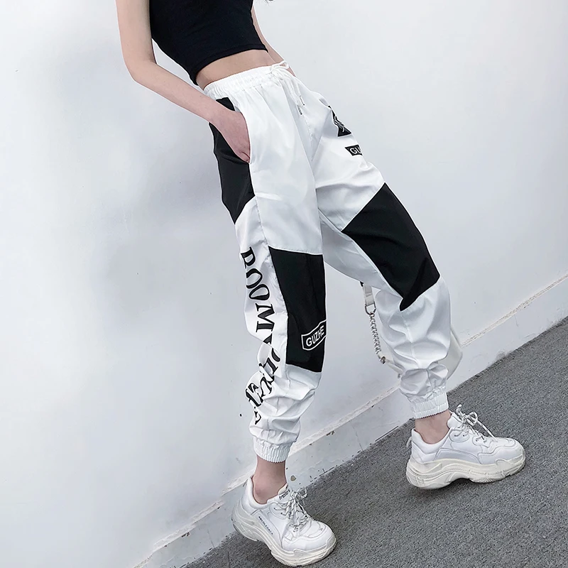 High Waist Letter Spliced Cargo Pants Women Loose Harajuku BF Ankle-Length Overalls Pants Plus Size Hip Hop Women's sports pant
High Waist Letter Spliced Cargo Pants Women Loose Harajuku BF Ankle-Length Overalls Pants Plus Size Hip Hop Women's sports pant